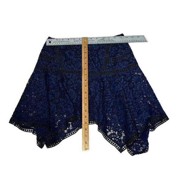VERONICA BEARD Blue Skirt Floral Lace Overlay Uneven Hem Mini Size 2 - Picture 4 of 12